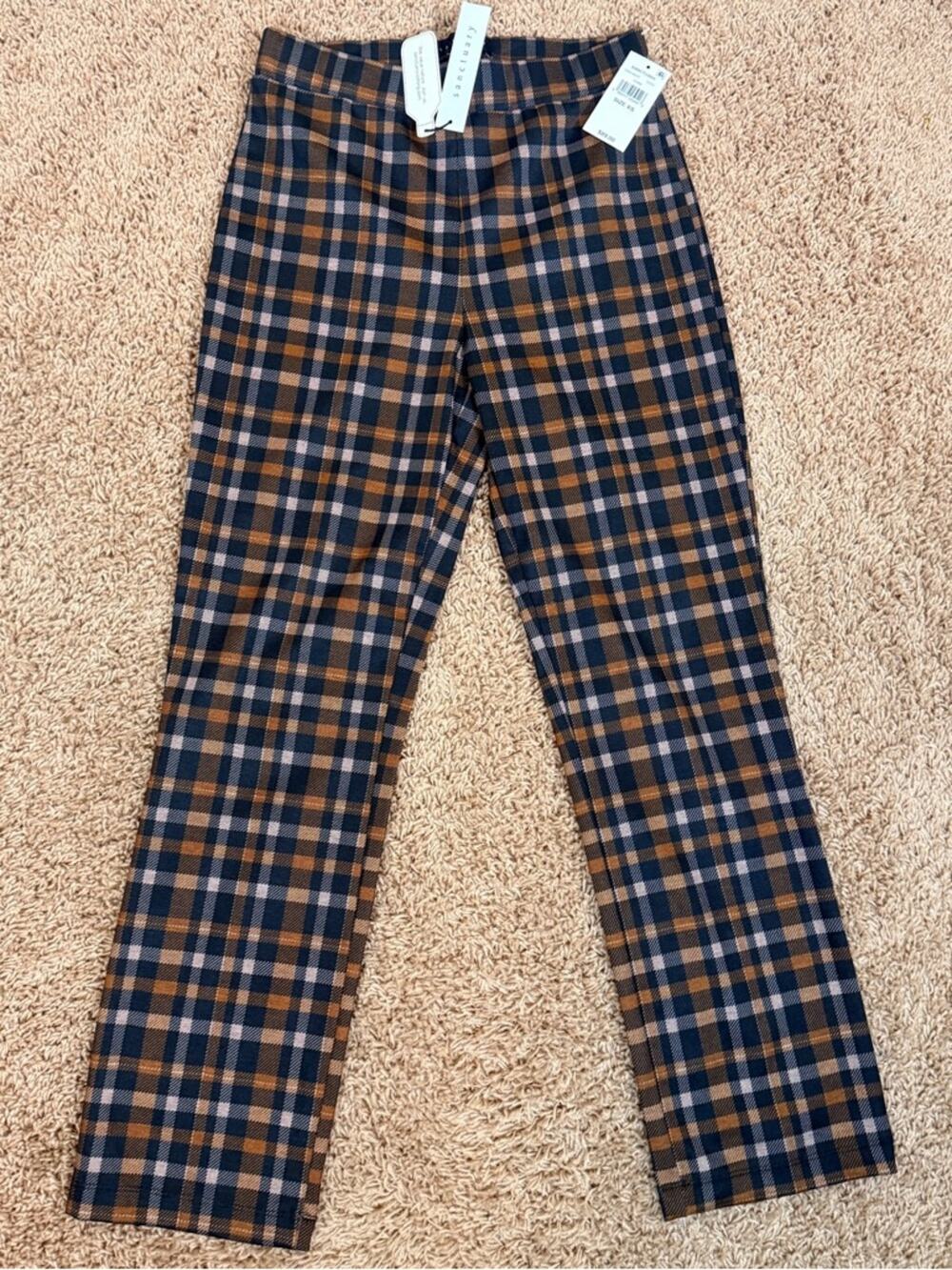 Sanctuary Plaid Pull On Waistband Women’s Career Pants Size XS Stretchy Unique
